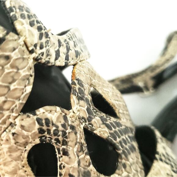 Paprika Snakeskin Reptile Print Peep Toe Heels Women Size 7 Animal Print - Picture 4 of 7